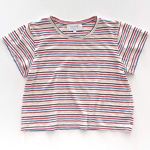 La Ligne Stripe Shrunken Tee Size Small - Picture 9 of 9